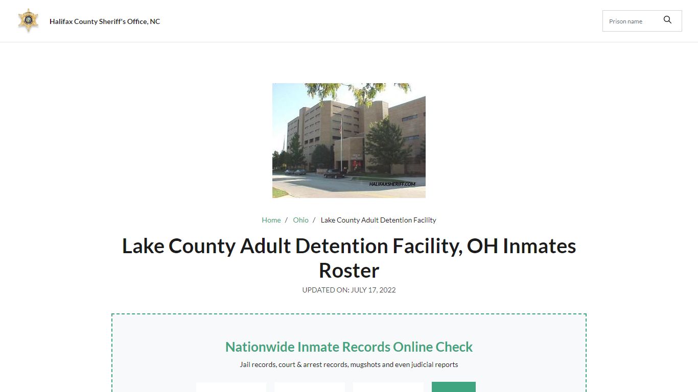 Lake County Adult Detention Facility, OH Jail Roster, Name ...