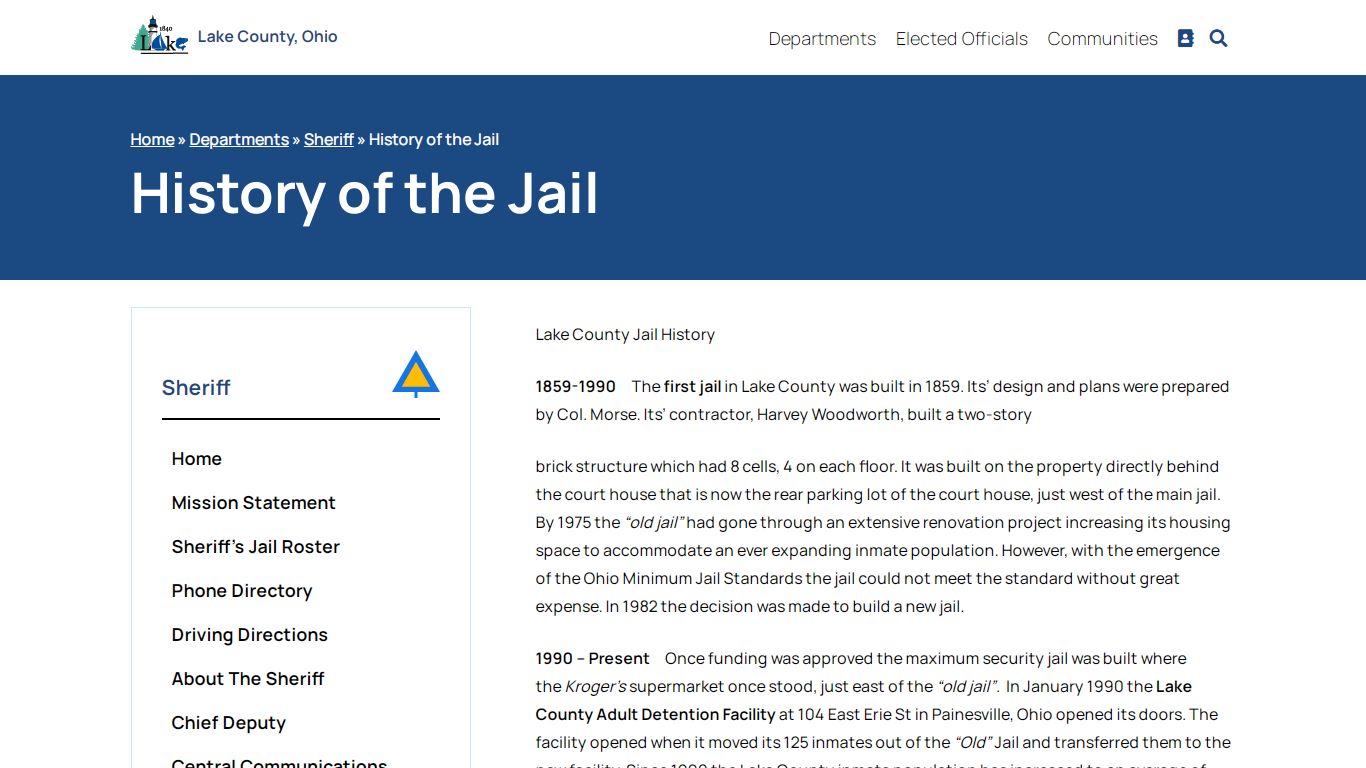 History of the Jail – Sheriff